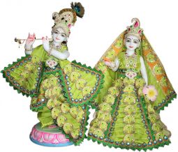 Marble Radha Krishna White 15"